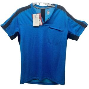Club Ride Cycling Jersey Mens Small Blue Pearl Snap Stretch